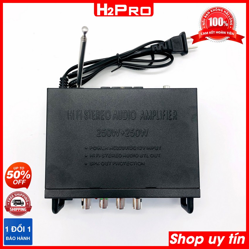 Ampli mini bluetooth AV-136BT H2PRO 500W USB-Thẻ nhớ-12V-220V, amply mini KARAOKE giá rẻ (tặng Đọc thẻ + Jack acquy + dây AV giá 50K)