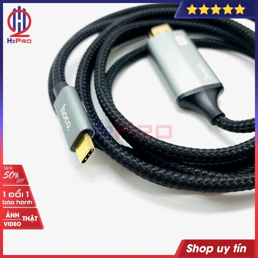 Cáp Chuyển Đổi Type C Sang HDMI Hoco UA13 H2Pro Cao Cấp Công Nghệ 4K-tốc độ cao 18Gbps-hàng hãng (1 dây), Cáp Chuyển Đổi Type C sang HDMI dài 1m8