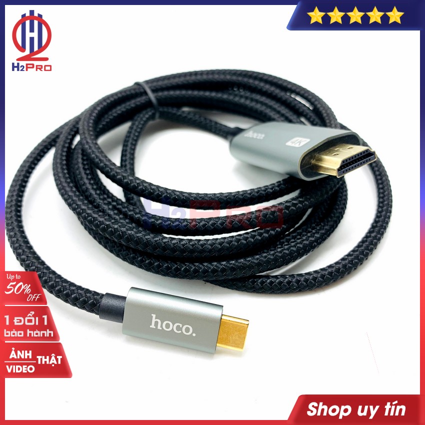 Cáp Chuyển Đổi Type C Sang HDMI Hoco UA13 H2Pro Cao Cấp Công Nghệ 4K-tốc độ cao 18Gbps-hàng hãng (1 dây), Cáp Chuyển Đổi Type C sang HDMI dài 1m8
