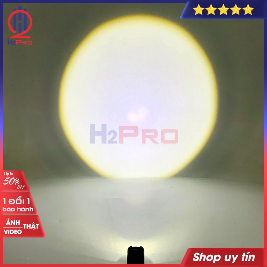 Đèn pin LED siêu sáng mini pin sạc HY-68 H2Pro hàng hãng-cao cấp-ống zoom-200lumen, đèn pin siêu sáng cầm tay chống thấm nước-3 chế độ sáng-LED trắng (tặng củ sạc và pin sạc 18650 80k)