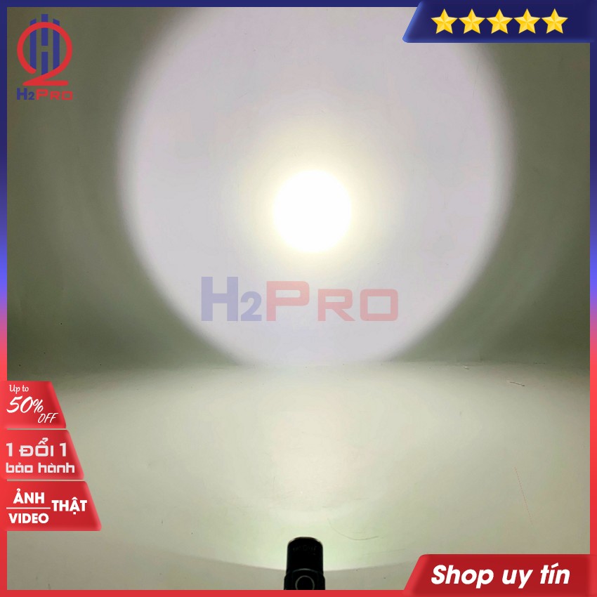 Đèn pin LED siêu sáng mini pin sạc HY-F806 H2Pro hàng hãng-cao cấp-pin 1200mah, đèn pin siêu sáng cầm tay chống thấm nước-3 chế độ sáng-LED trắng (tặng củ sạc và pin sạc 18650 80k)