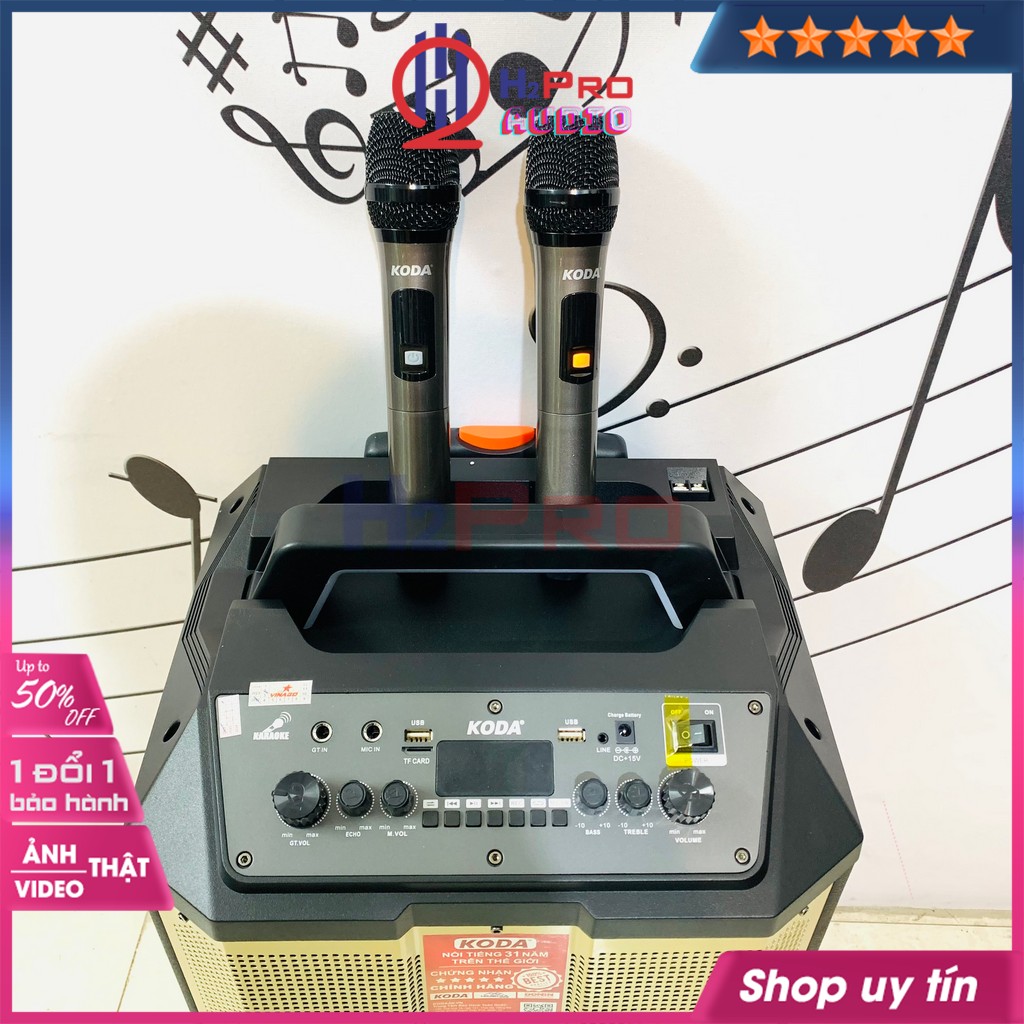 Loa di động karaoke bluetooth, loa kẹo kéo karaoke KODA KD-1221 bass 30-500W-hát cực hay, Tặng 2 mic ko dây-Shop H2pro
