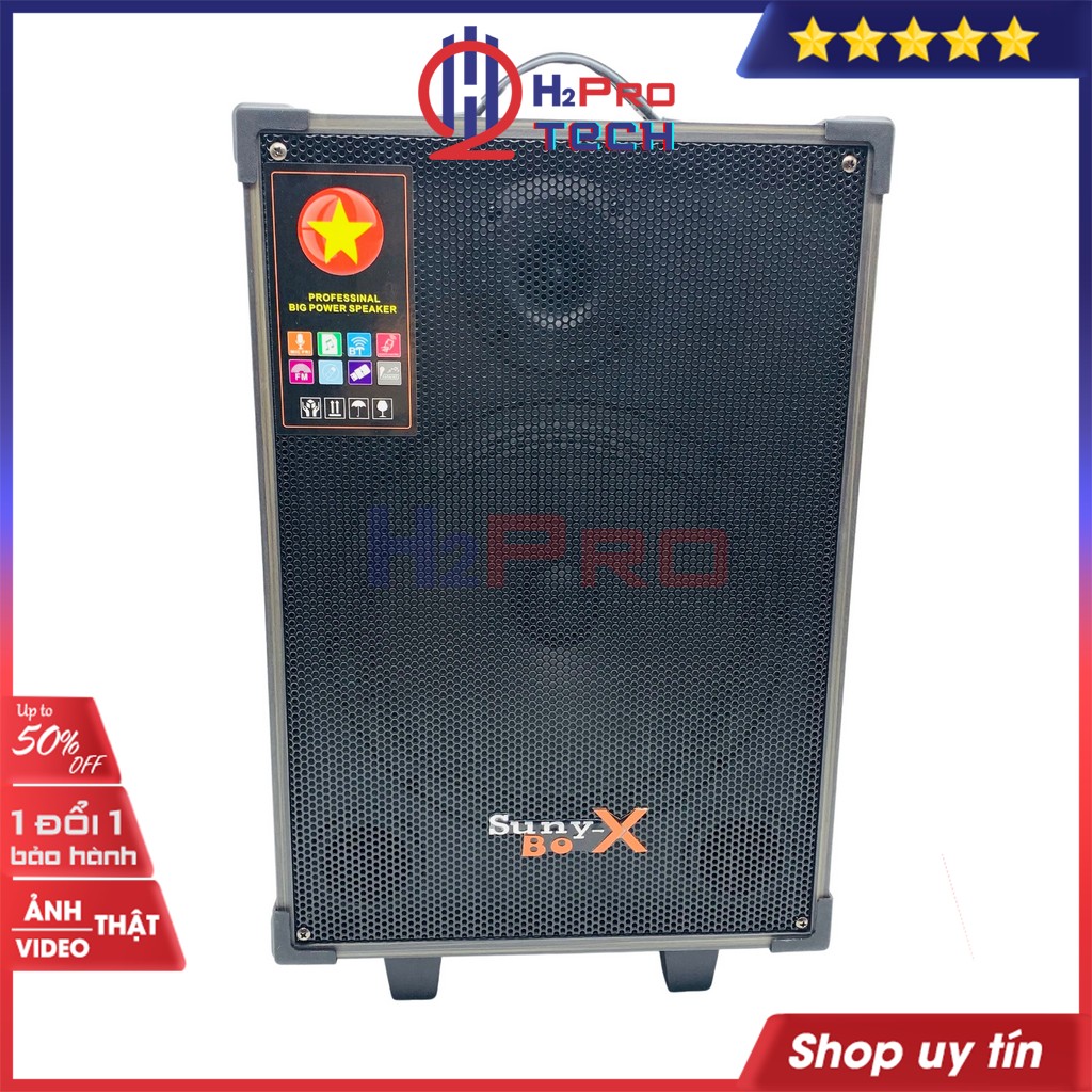 Loa kéo karaoke, loa karaoke bluetooth gia đình SUNYBOX GJ-S10 bass 25-250W-hát hay, tặng 2 mic không dây-Shop H2pro