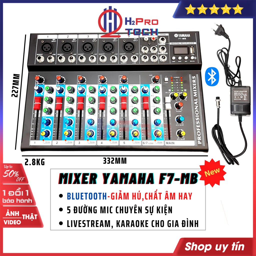 Mixer Livestream Yamaha F7-MB Có Bluetooth,