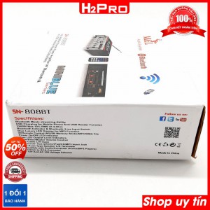 Ampli mini bluetooth SN-808BT H2PRO 120W USB-Thẻ nhớ, amply mini giá rẻ chạy khoẻ cặp loa bass 16