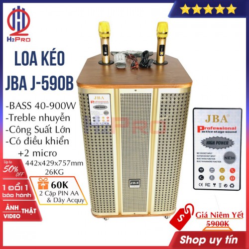 Loa kéo karaoke JBA J-509B H2PRO Cao cấp Bass 40-900W-Bass căng-treble nhuyễn-2 micro, loa kẹo kéo công suất lớn hát hay có điều khiển (tặng 2 cặp pin AA và dây acquy 60K)