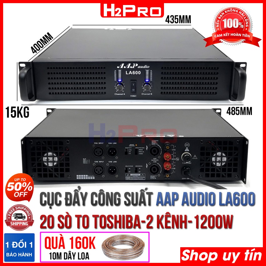 Đánh giá về Cục đẩy công suất 2 kênh AAP LA600 H2Pro, 1200w-20 sò lớn TOSHIBA-nguồn xuyến, cục đẩy công suất karaoke cao cấp cho âm thanh hay-khoẻ-rõ ( tặng 10m dây loa 160K )