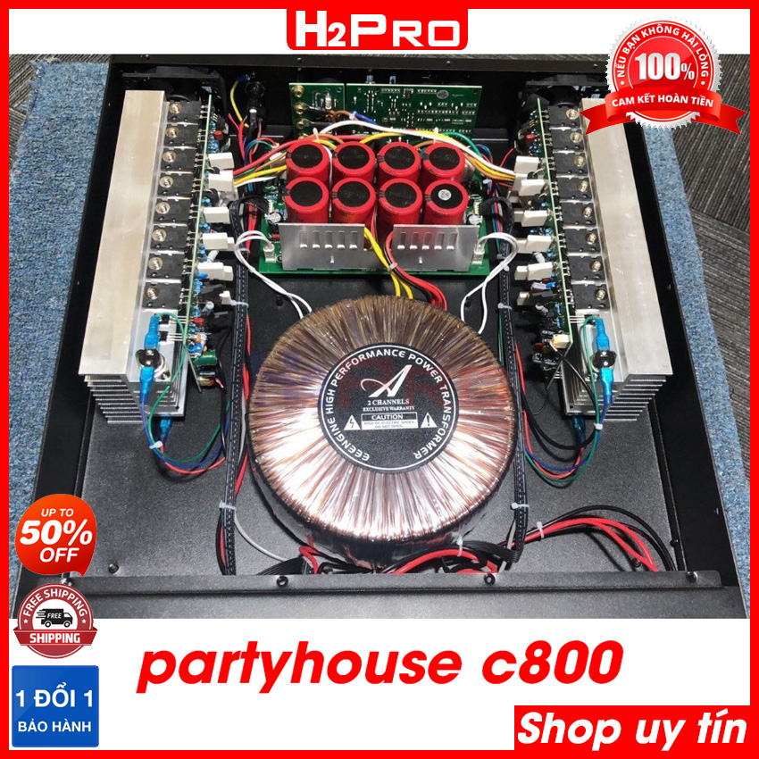 Thông số kỹ thuật của Đẩy Partyhouse C800 32 sò đánh căng 2 Cặp bass 30, hỗ trợ nâng tiếng, chống hú ( tặng 10m dây loa trị giá 160k )