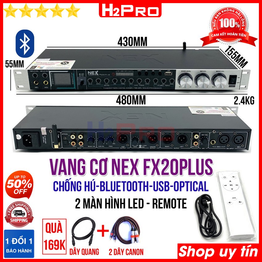 Đánh giá về Vang cơ karaoke chống hú NEX FX20 Plus H2Pro Bluetooth-Optical-USB, vang cơ nex cao cấp có màn hình led-điều khiển (tặng cặp dây canon và dây quang trị giá 169K)