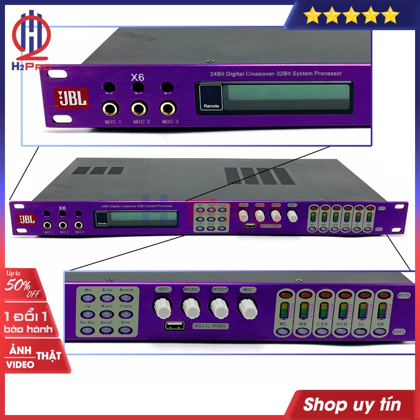 Thông số kỹ thuật của Vang số karaoke JBL X6 H2Pro cao cấp-chống hú-loại 2 nguồn, Vang số Karaoke X6 chuyên nghiệp có điều khiển (tặng dây USB cài Vang Số 250K)