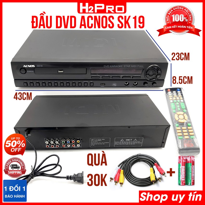 Đánh giá về Đầu đĩa DVD Karaoke Acnos SK19 H2PRO, đầu karaoke ACNOS-USB, tặng dây av và đôi pin 30K