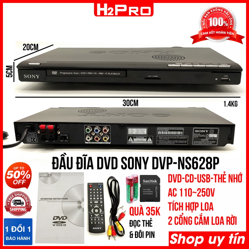 Đặc điểm nổi bật của Đầu đĩa DVD Sony DVP-NS628P H2Pro USB-Thẻ nhớ,tích hợp loa và 2 cổng cắm loa rời, đầu dvd karaoke sony cao cấp (tặng đọc thẻ SD và đôi pin 35k)