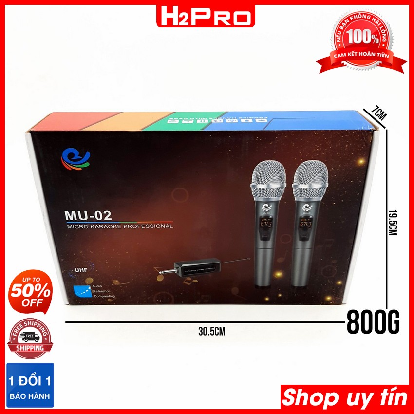 Thông số kỹ thuật của Đôi Micro không dây cao cấp H2PRO MU02 UHF, Micro karaoke cầm tay giá rẻ, tặng 2 đôi pin và 2 Silicon Chống lăn trị giá 50K