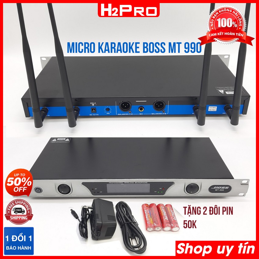 Đặc điểm nổi bật của Micro karaoke không dây Boss MT 990, Micro karaoke không dây cao cấp tặng 2 cặp pin giá 50K