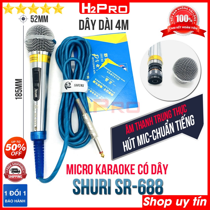 Đánh giá về Micro có dây cao cấp SHURI SR-688 H2Pro hút mic-hát nhẹ-chống hú, micro karaoke cao cấp dây dài 4m