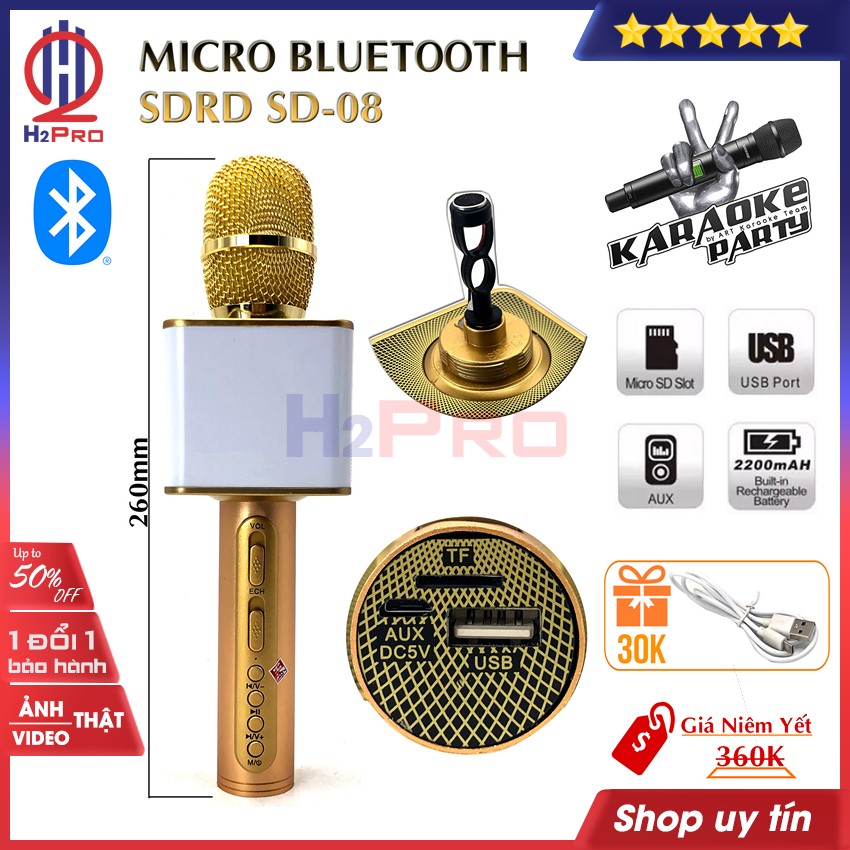 Micro karaoke không dây bluetooth SDRD SD-08