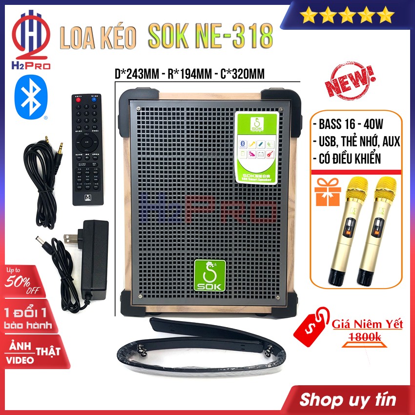 Loa Kéo Mini Karaoke Bluetooth SOK NE-318 bass 16 40W