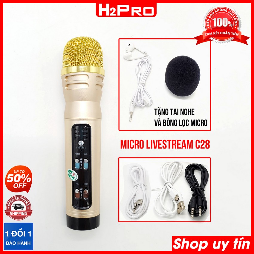 Đặc điểm nổi bật của Micro thu âm điện thoại DSP C28 H2PRO Auto-tune dùng cho livestream, hát karaoke tặng kèm Tai nghe