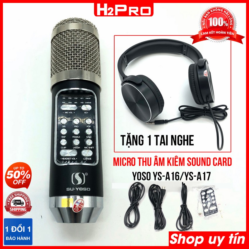 Đặc điểm nổi bật của Micro thu âm livestream SU YOSO YS-A16/YS-A17 2 in 1 Sound card, Micro karaoke không dây tặng kèm tai nghe (Bộ)