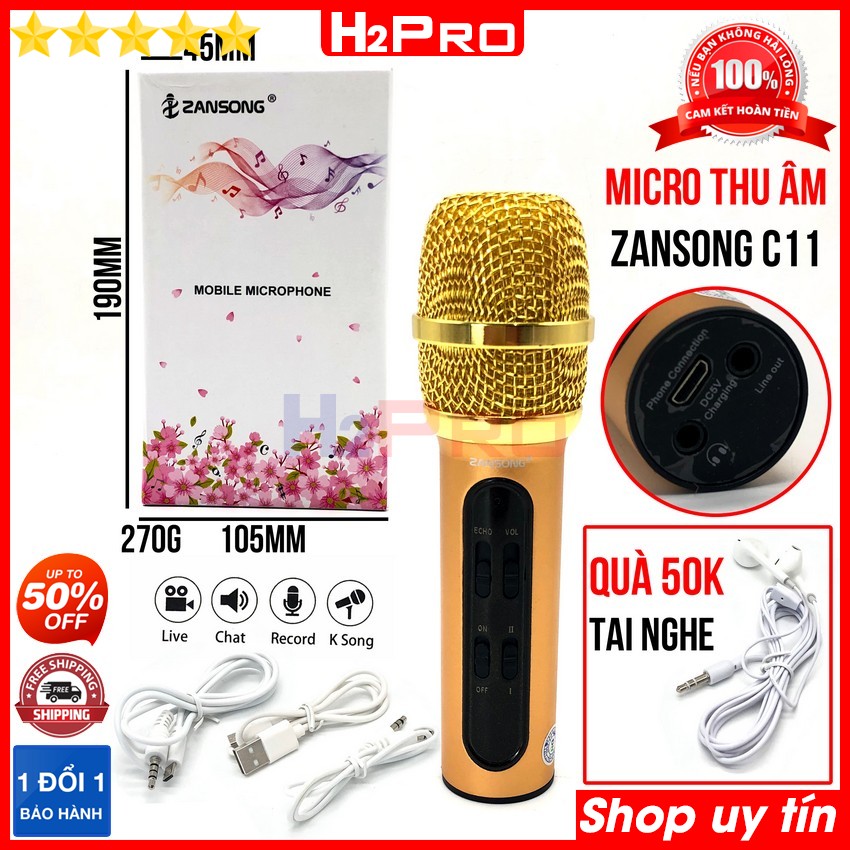Đánh giá về Micro thu âm livestream Zansong C11 H2PRO chính hãng, mic thu âm cao cấp hát trực tiếp trên điện thoại chất âm trong và sáng (tặng tai nghe 50k)