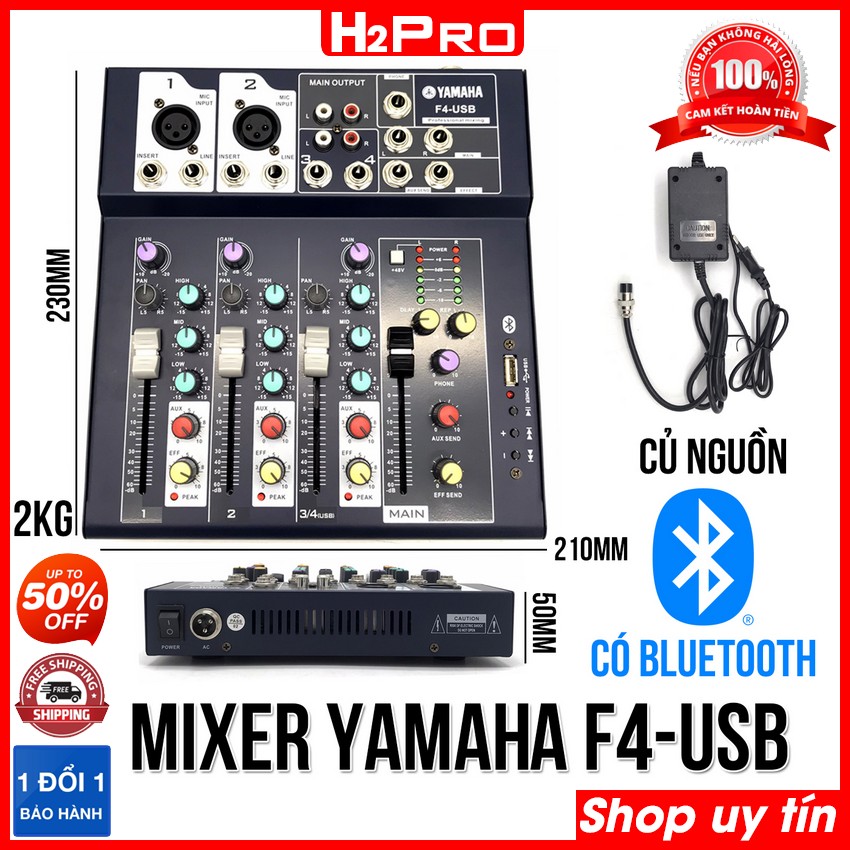 Mixer Mini Yamaha F4-USB Bluetooth-4 Kênh