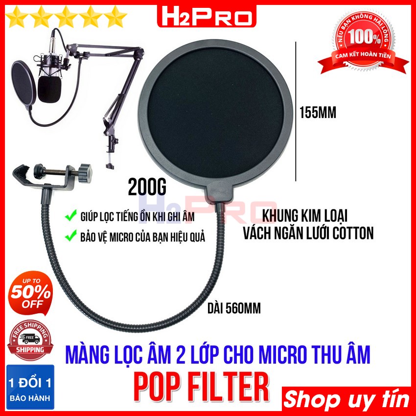 Đánh giá về Màng lọc âm thanh micro POP H2Pro chính hãng, màng lọc micro thu âm giảm ồn, bảo vệ mic