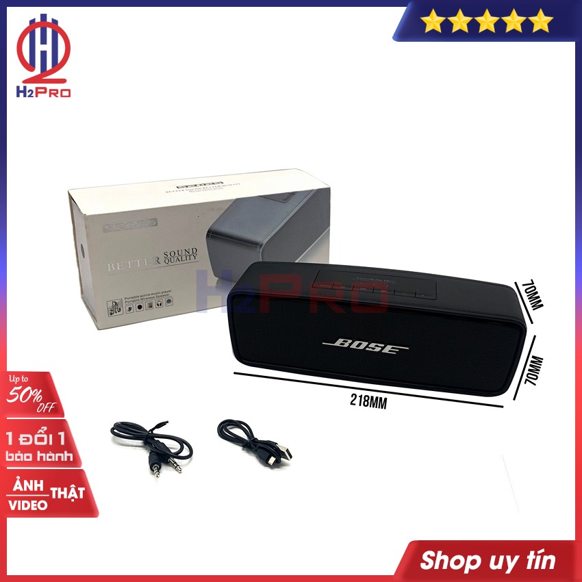 Thông số kỹ thuật của Loa Bluetooth BOSE S2025 H2Pro cao cấp 2x5W-USB-TF-AUX-FM, loa không dây-máy nghe nhạc giá rẻ (tặng 1 dây sạc, và 1 dây 3.5)