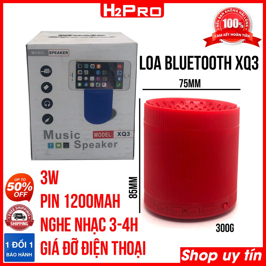 Đặc điểm nổi bật của Loa bluetooth mini H2PRO XQ3 3W, loa bluetooth giá rẻ có USB-Thẻ nhớ-AUX-Kệ điện thoại (tặng dây sạc)