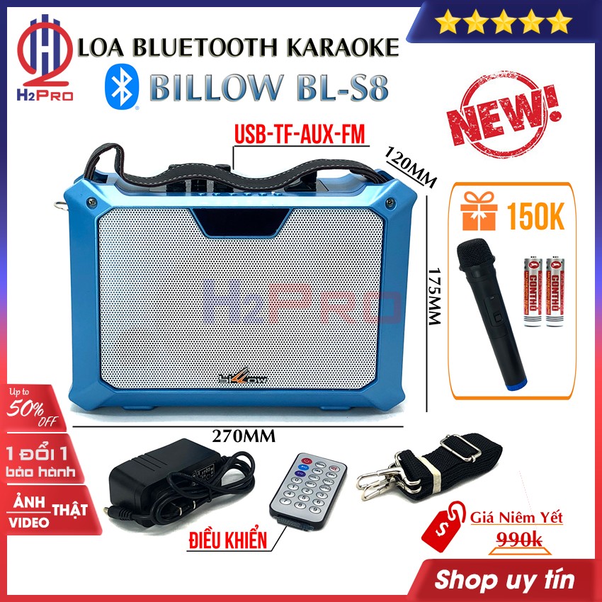 Đánh giá về Loa bluetooth karaoke Billow BL-S8 H2Pro cao cấp 30W-USB-TF-AUX-FM, loa bluetooth hát karaoke di động có tay xách có điều khiển (tặng 1 micro, và 1 đôi pin 150K)