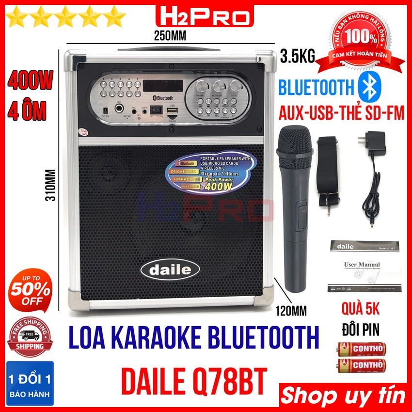 Đánh giá về Loa Karaoke Bluetooth DAILE Q78BT H2Pro 400W chính hãng, loa bluetooth hát karaoke cao cấp ( tặng kèm 1 micro và 1 đôi pin 5k )