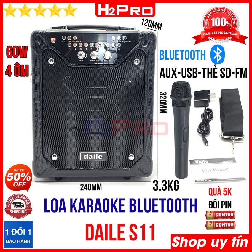 Đánh giá về Loa Karaoke Bluetooth DAILE S11 H2Pro 60W chính hãng, loa bluetooth hát karaoke cao cấp ( tặng kèm 1 micro và 1 đôi pin 5k )