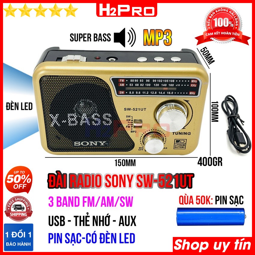 Đánh giá về ĐÀI RADIO FM-AM-SW H2Pro SW-521UT kiêm máy nghe nhạc USB-Thẻ nhớ, jack tai nghe, đài radio pin sạc tích hợp ĐÈN PIN