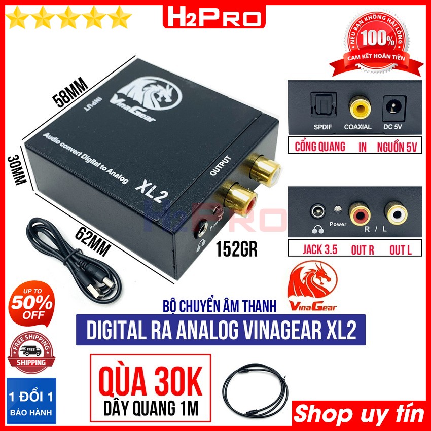 Đánh giá về Bộ chuyển đổi âm thanh Optical Vinagear XL2 H2Pro cao cấp, xuất âm thanh từ tivi ra loa (tặng dây quang 30K)