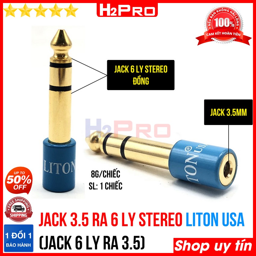 Đánh giá về Đầu jack 3.5 ra 6 ly Stereo LITON USA H2Pro cao cấp chất liệu đồng (1 chiếc), jack 6 ly stereo đực ra 3.5 cái