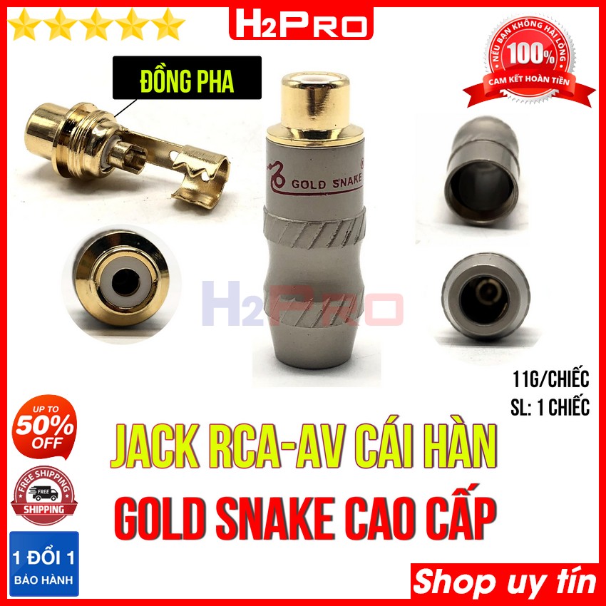 Đánh giá về Đầu jack AV cái GOLD SNAKE H2Pro cao cấp đồng pha (1 chiếc), Jack RCA-AV cái hàn dây chuyên dụng (Chiếc)
