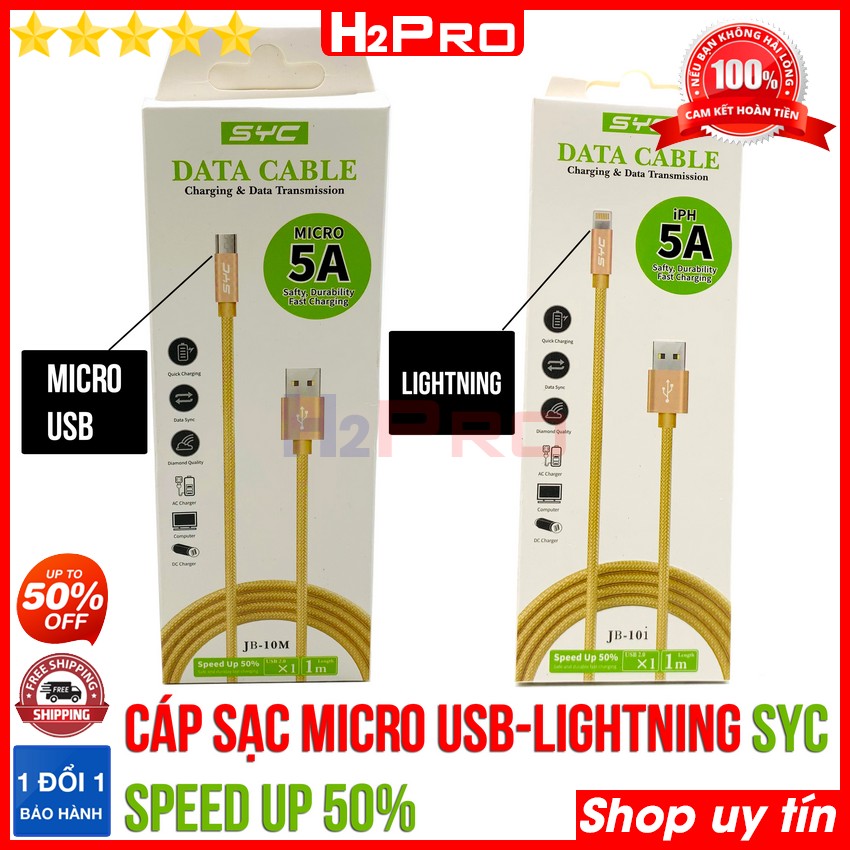 Đánh giá về Cáp sạc Micro Usb-Lightning SYC H2Pro cao cấp dài 1m-chống đứt (1 chiếc), cáp sạc micro usb và lightning dùng cho Iphone chất lượng cao-giá rẻ