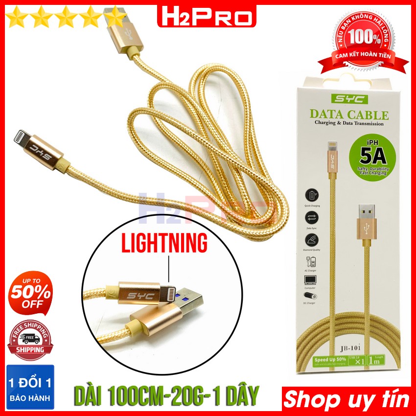 Thông số kỹ thuật của Cáp sạc Lightning SYC H2Pro cao cấp dài 1m-chống đứt (1 chiếc), cáp sạc lightning dùng cho Iphone chất lượng cao-giá rẻ