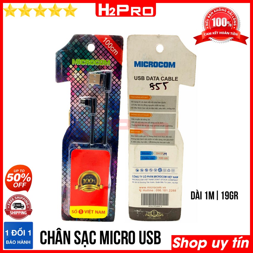 Thông số kỹ thuật của Cáp sạc Micro Usb dùng cho Iphone Microcom H2Pro cao cấp dài 1cm-chống đứt (1 chiếc), cáp sạc micro usb và lightning chất lượng cao-giá rẻ