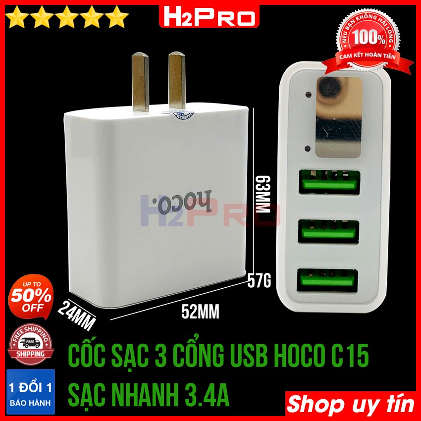 Đánh giá về Củ sạc nhanh HOCO C15 H2Pro cao cấp 3 cổng USB-3.4A-màn hình LED (1 chiếc), củ sạc nhanh HOCO thông minh hàng hãng