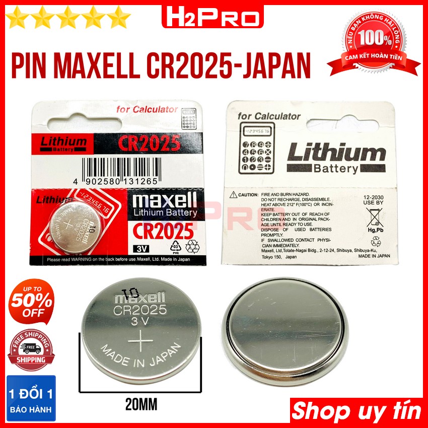 Thông số kỹ thuật của Pin cúc áo Maxell CR2025 3V Japan H2Pro Lithium cao cấp dung lượng cao (1 viên), Pin Maxell CR2025 hàng Nhật