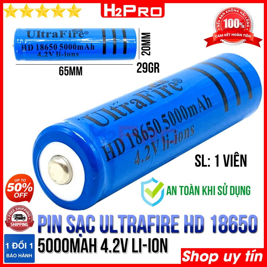 Đánh giá về Pin sạc Ultrafire 18650 H2Pro 4.2V 5000mah dung lượng cao chính hãng (1 viên), pin ultrafire 18650 cao cấp, an toàn