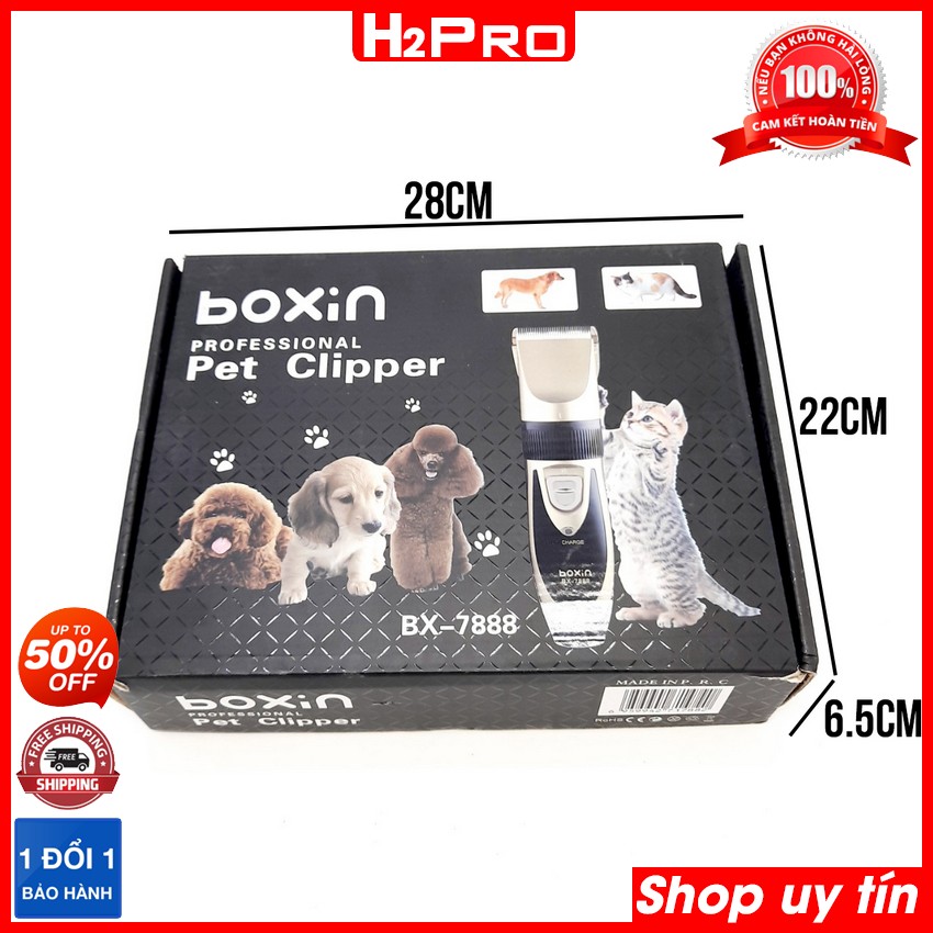 Thông số kỹ thuật của Tông đơ cắt lông cho chó mèo bOXin BX-7888 12W H2PRO, máy cạo lông chó mèo tặng 4 cữ và thêm 1 pin dự phòng 120K