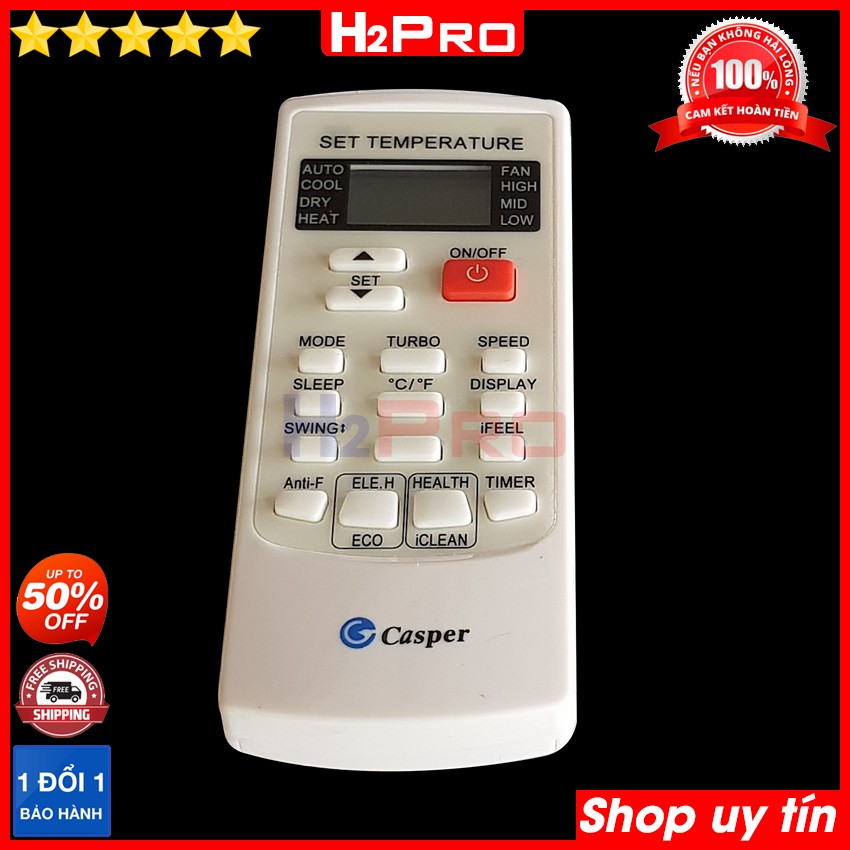 Thông số kỹ thuật của Điều khiển dùng cho điều hòa Casper H2Pro cao cấp (1 chiếc), remote điều khiển cho máy lạnh điều hòa Casper (tặng đôi pin 10K)