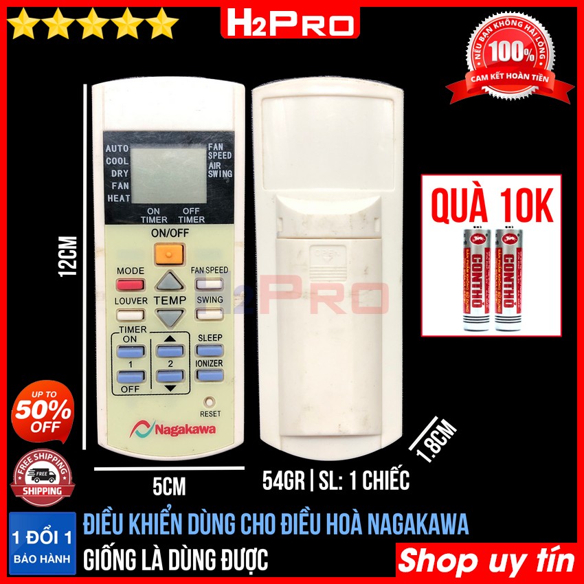 Đánh giá về Điều khiển dùng cho điều hòa Nagakawa H2Pro cao cấp (1 chiếc), remote điều khiển cho máy lạnh điều hòa Nagakawa (tặng đôi pin 10K)