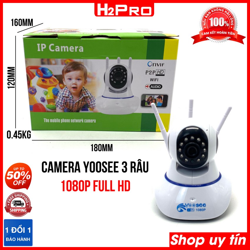Đánh giá về Camera yoosee 3 râu 1080P H2Pro 2.0Mp Full HD rõ nét, góc rộng, camera yoosee 1080p 3 râu giá rẻ