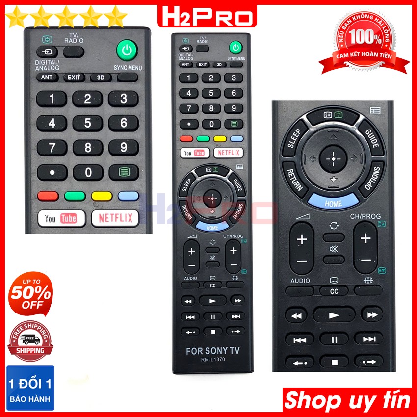 Thông số kỹ thuật của Điều khiển dùng cho Smart TV SONY RM-L1370 H2Pro sử dụng tốt (1 chiếc), remote điều khiển giá rẻ cho Tivi thông minh - Internet TV SONY (tặng đôi pin 10K)