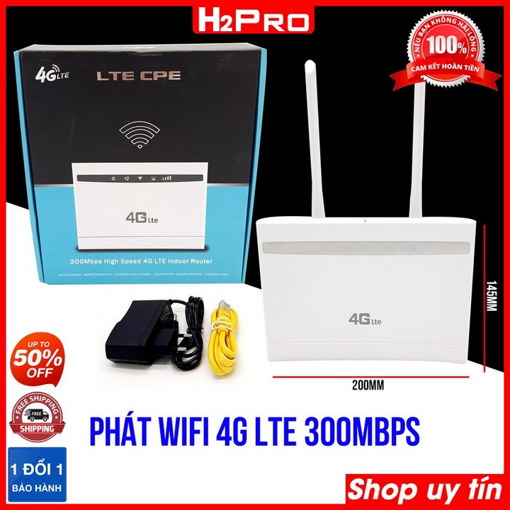 Đặc điểm nổi bật của Bộ phát wifi 4G LTE CPE H2Pro 300Mbps hỗ trợ 3 cổng LAN, bộ phát wifi 4g tốt nhất hiện nay