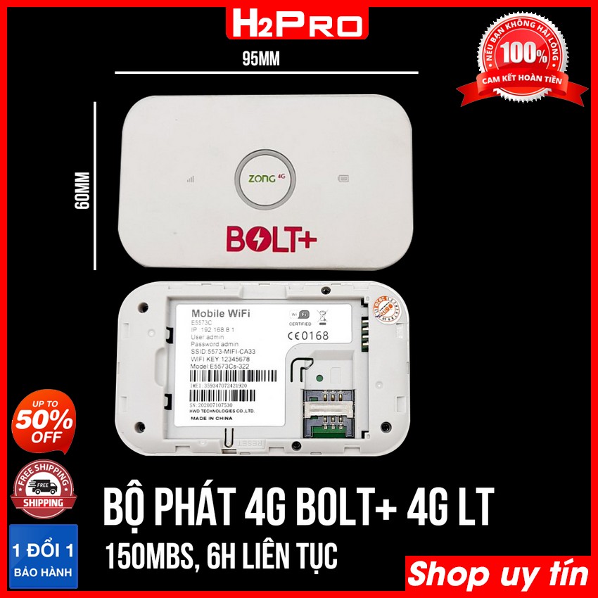 Đặc điểm nổi bật của Bộ phát wifi BOLT+ 4G LTE H2Pro 150Mbps, bộ phát wifi 4g chính hãng, sóng ổn định