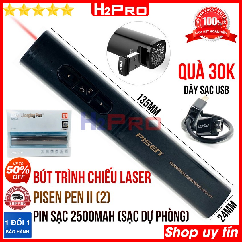 Đánh giá về Bút trình chiếu laser Pisen Pen II H2PRO pin sạc 2500mah kiêm sạc dự phòng, bút laser trình chiếu Pisen Pen 2 cao cấp (tặng dây sạc 30K) (Chiếc)