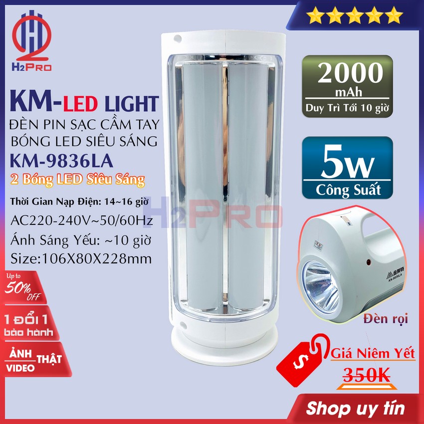 Đánh giá về Đèn Pin Sạc Cầm Tay KM-9836LA H2Pro LED 5W-2 Bóng Led Siêu Sáng-Pin Trâu 2000Mah (1 chiếc), Đèn Pin Sạc Cầm Tay hay Đèn bàn cao cấp siêu sáng pin trâu